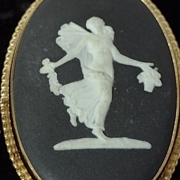 Wedgwood, Black Basalt, Jasper Ware, Miniature Dish, Small  Black Wedgwood Basalts Pin
